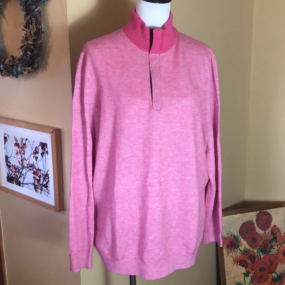 VINEYARD VINES Size XLPink Weave Brown Sueded collar 1/4 zip Merino Wool $229NEW - Picture 4 of 16